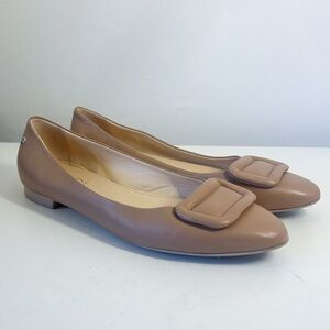 AGL Lolita Caramel Nude Leather Flats Size 41.5